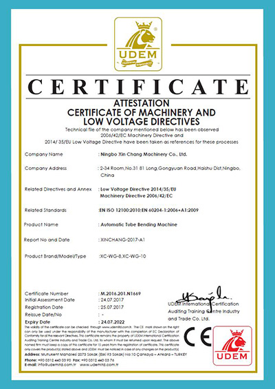 CE of Automatic pipe bending machine